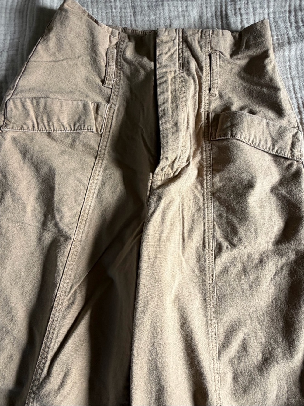 Khaki Wide Leg , High Rise Pants